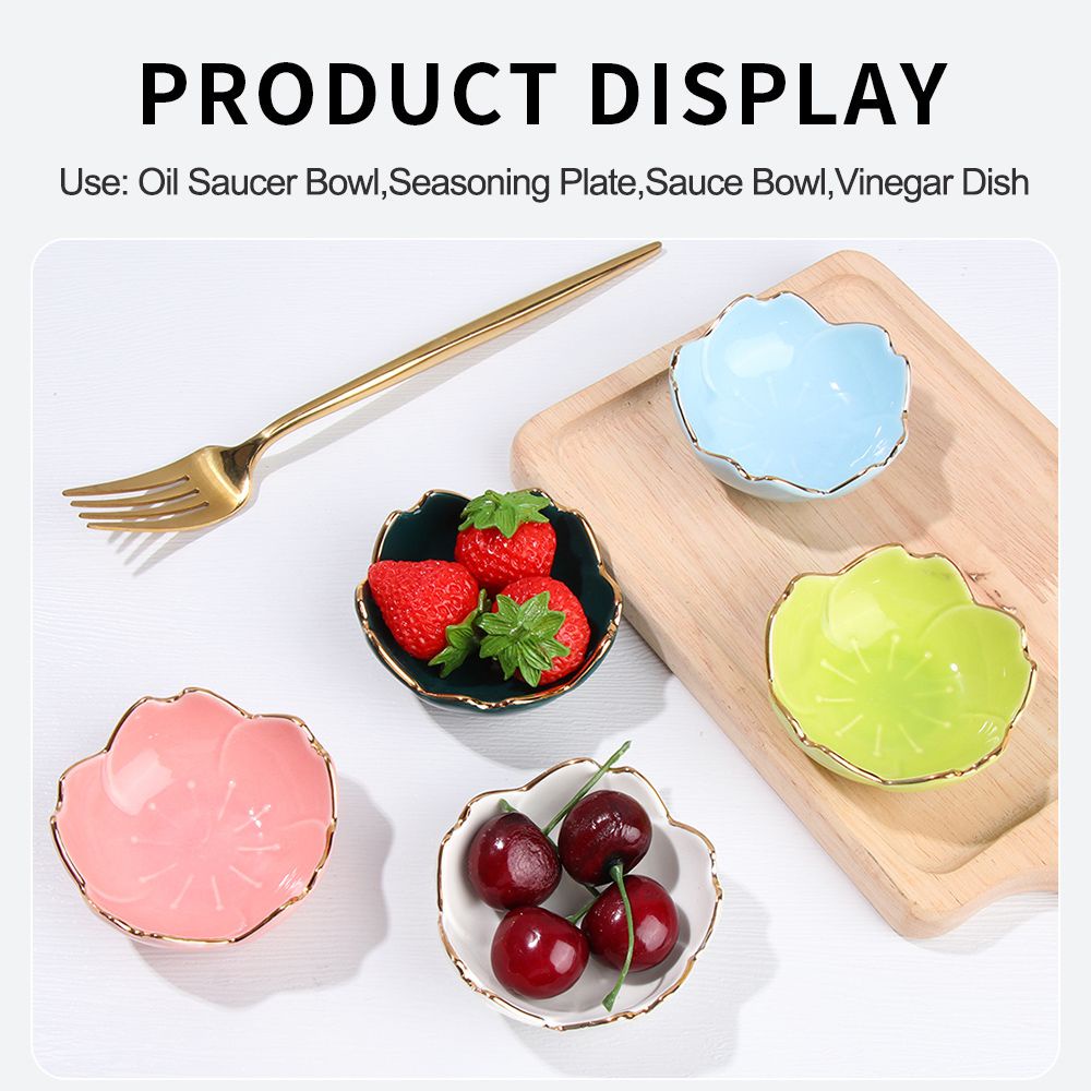 Chén đựng nước chấm/ gia vị mini bằng sứ hình hoa anh đào phong cách Nhật Bản độc đáo