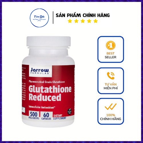 Viên uống Glutathione Reduced Jarrow Trắng da ngăn nám da, chống nắng Mỹ 500mg