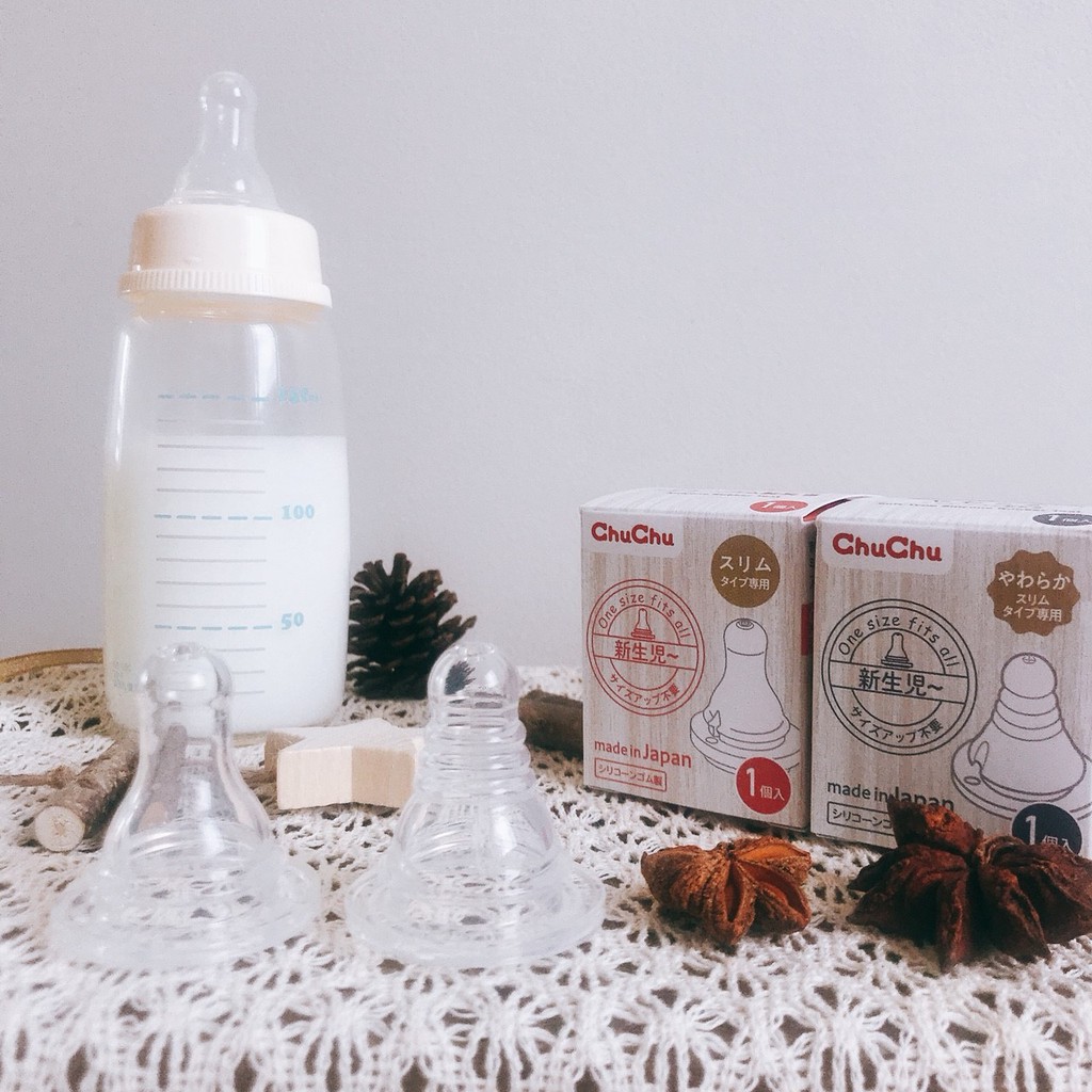 Bình sữa thủy tinh cổ thường ngừa sặc sữa, chống đầy hơi G240ml Chuchu baby chính hãng