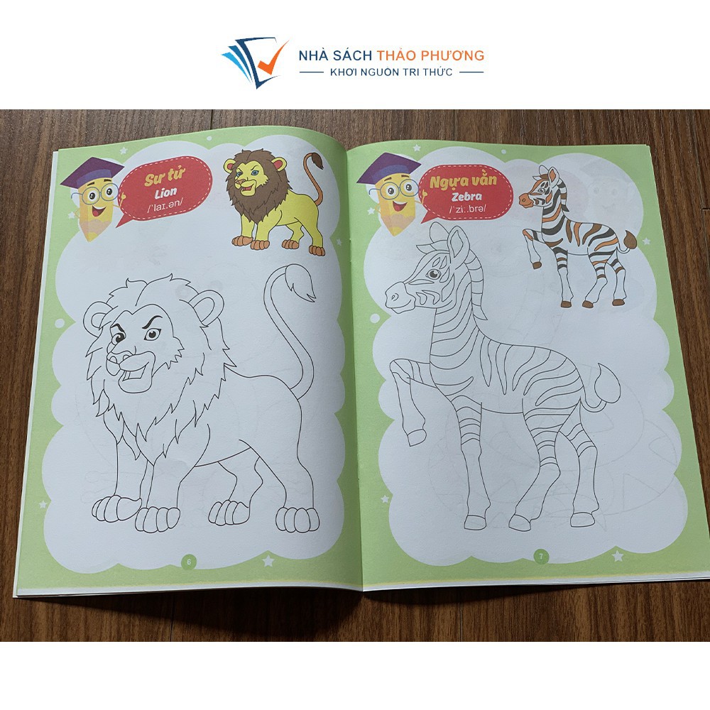 Sách - Bộ tô màu 3-4 tuổi song ngữ Anh-Việt (Túi 8 cuốn)