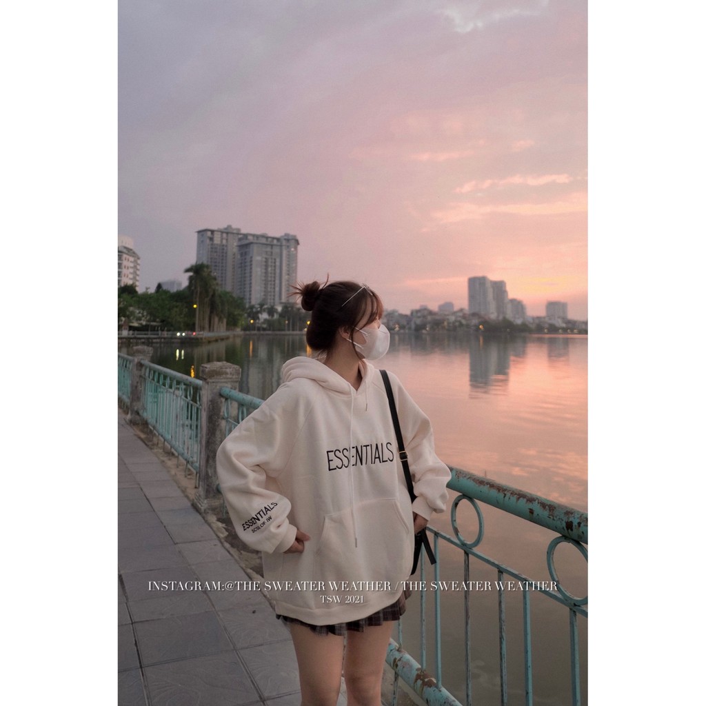 (Ảnh thật) Áo nỉ bông trơn cổ tròn/hoodie chữ E the.sweaterweather TSW | BigBuy360 - bigbuy360.vn