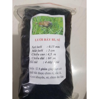 60m Lưới 3 Phân Bẫy Chim  ri, sắc ô, vành khuyên, sẻ, chim ăn lúa