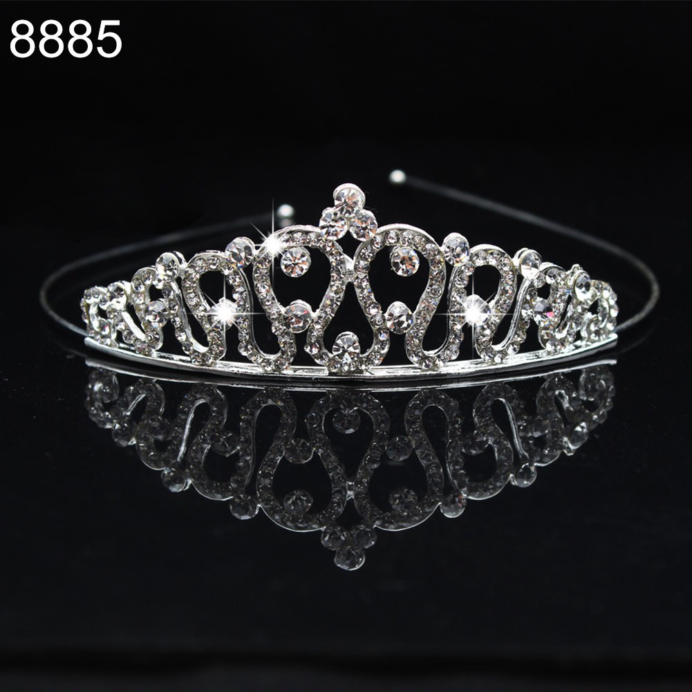 Vương miện công chúa dạng rỗng đính kim cương giả sang trọng cho trẻ em