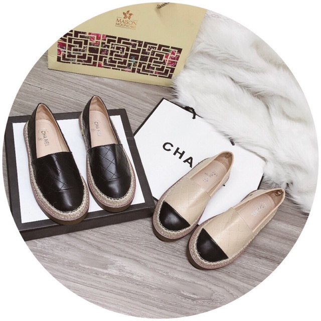 Giày slipon nữ chất da mềm phối cói đế kếp size 35-39