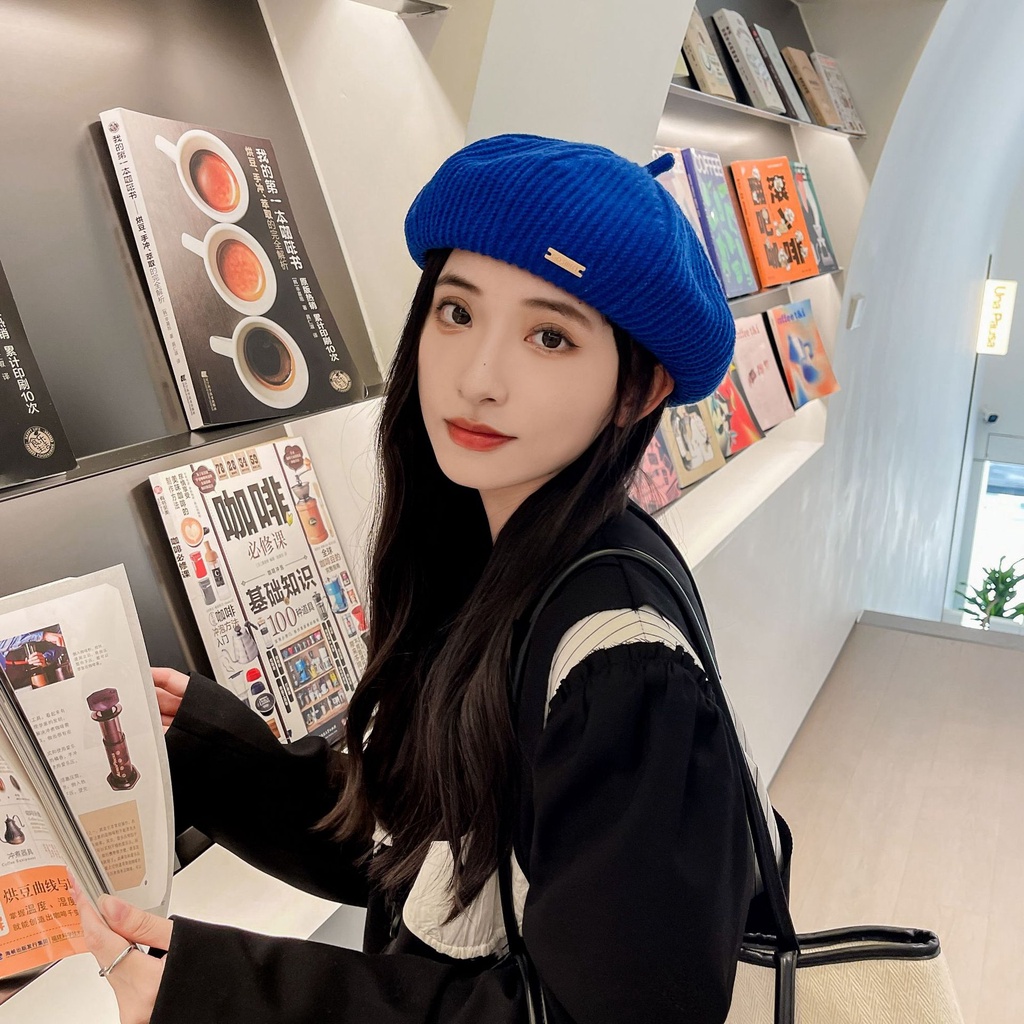 Mũ beret Len Dệt Kim Thời Trang Thu Đông Dành Cho Nữ