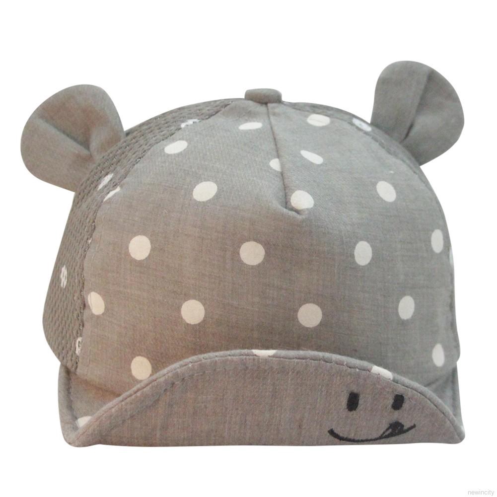 Mũ lưỡi trai chất liệu cotton mềm họa tiết chấm bi và mặt cười xinh xắn cho bé trai và bé gái