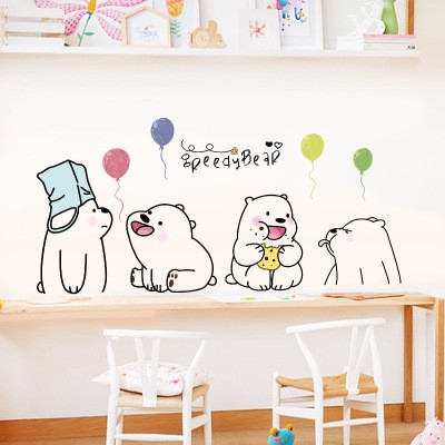 🐻🐻Tranh decal dán tường CHÚ GẤU PULL ĐI CÂU CÁ cho bé - Decal dán tường🐻🐻