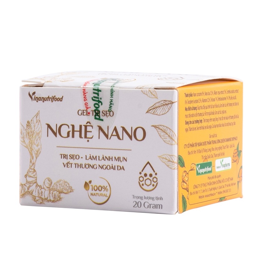 [Mã BMBAU50 giảm 50K đơn 150K] Gel ngăn sẹo mụn nghệ nano curcumin Vinanutrifood gel mờ sẹo, làm lành vết thương, lọ 20g