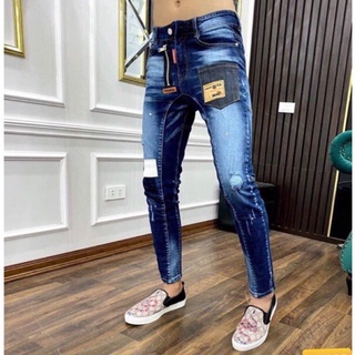 Quần biker Dsquared2 khoá lệch phối túi 2 màu xanh, đen hot 2021