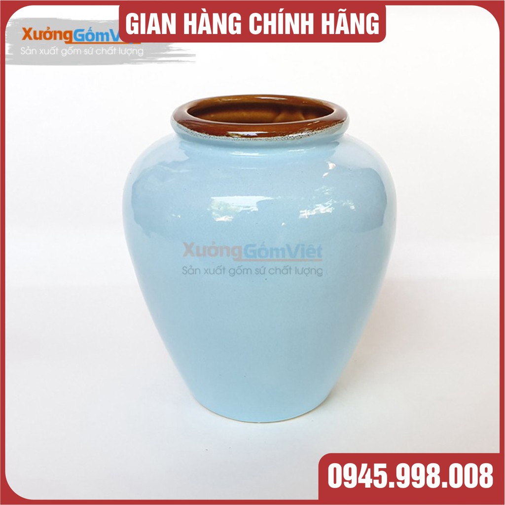 Lu uống bia kiểu mới - sáng tạo mới của gốm Bát Tràng-hàng vuốt tay dung tích 400ml - MÀU XANH PASTER - XƯỞNG GỐM VIỆT