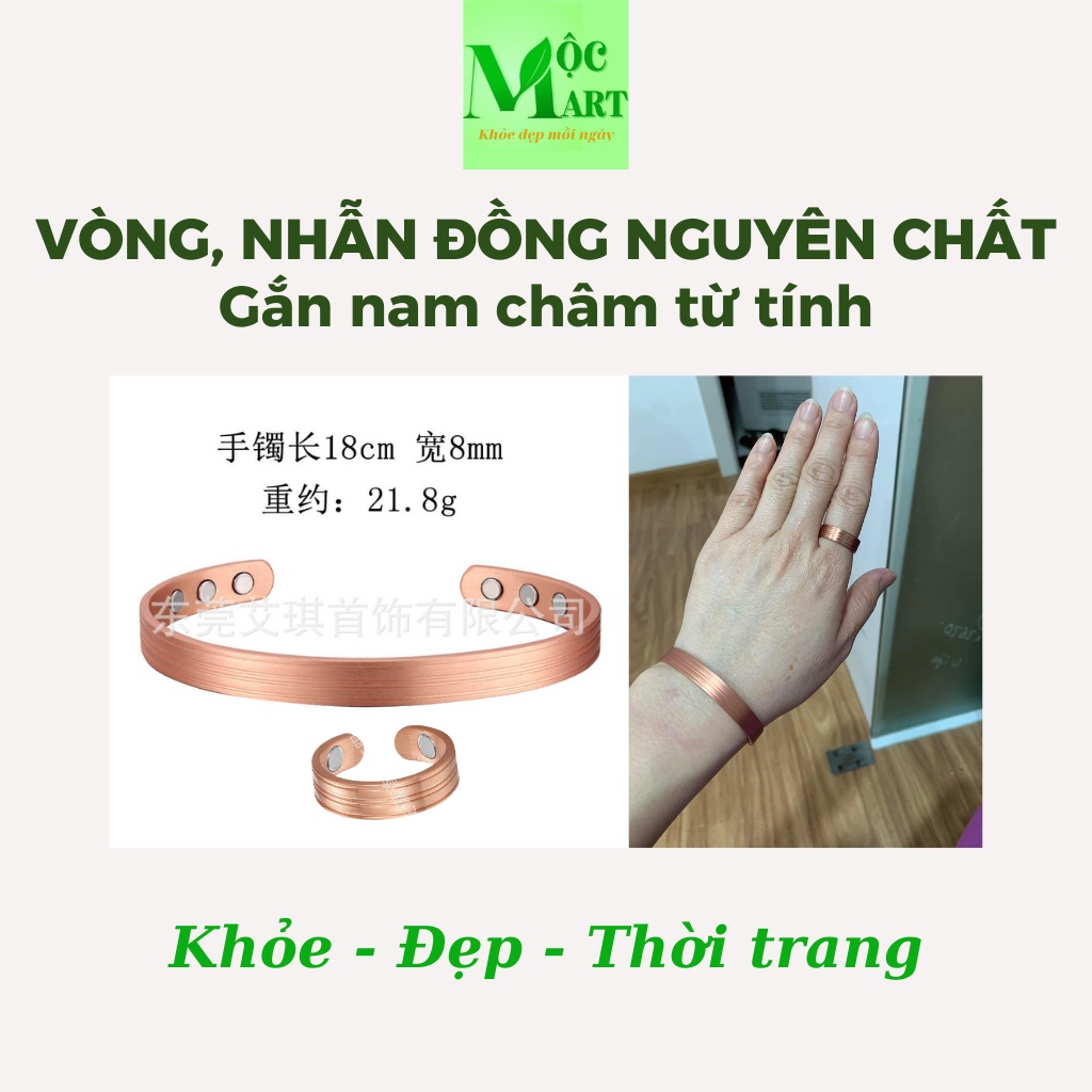 Vòng, nhẫn đồng nguyên chất có nam châm từ tính giúp cân bằng từ trường, lưu thông tuần hoàn máu
