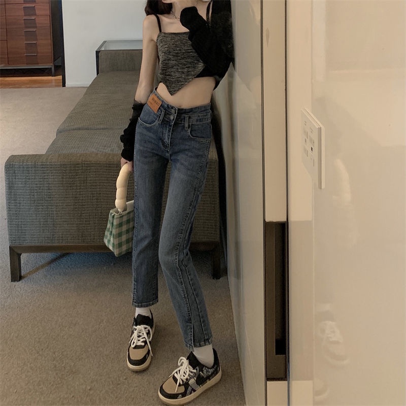 Quần Jean Nữ Lưng Cao Xẻ Tà Thời Trang Mới