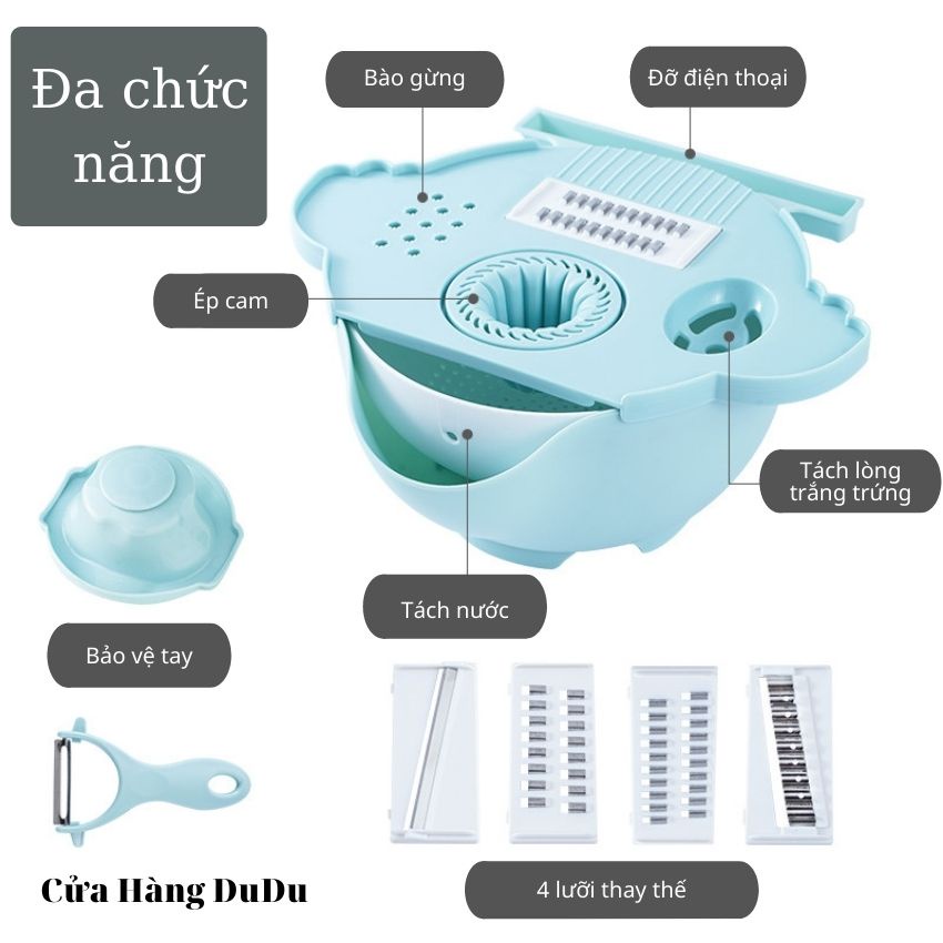 🌻 Hộp Cắt Rau Củ Trái Cây Kèm Lưỡi Nạo Đa Năng  Bộ Cắt Thái Bào Sợi Củ Quả Hạt Lựu NC5055 🌻