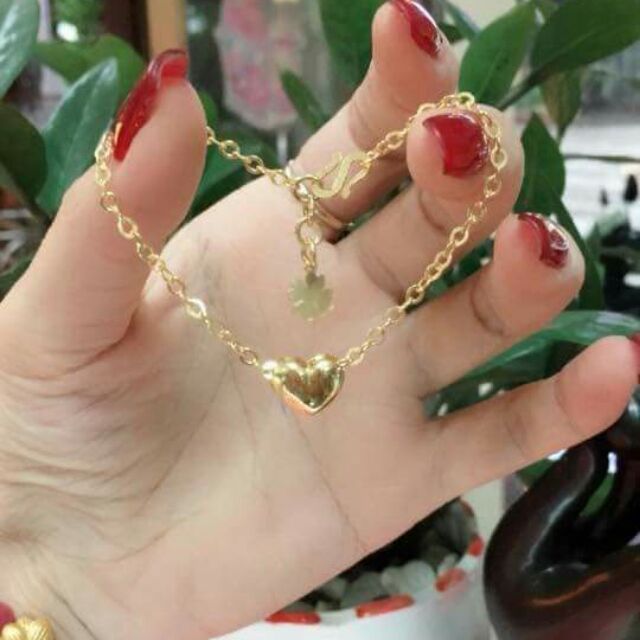 Lắc tay tim bạc xi vàng