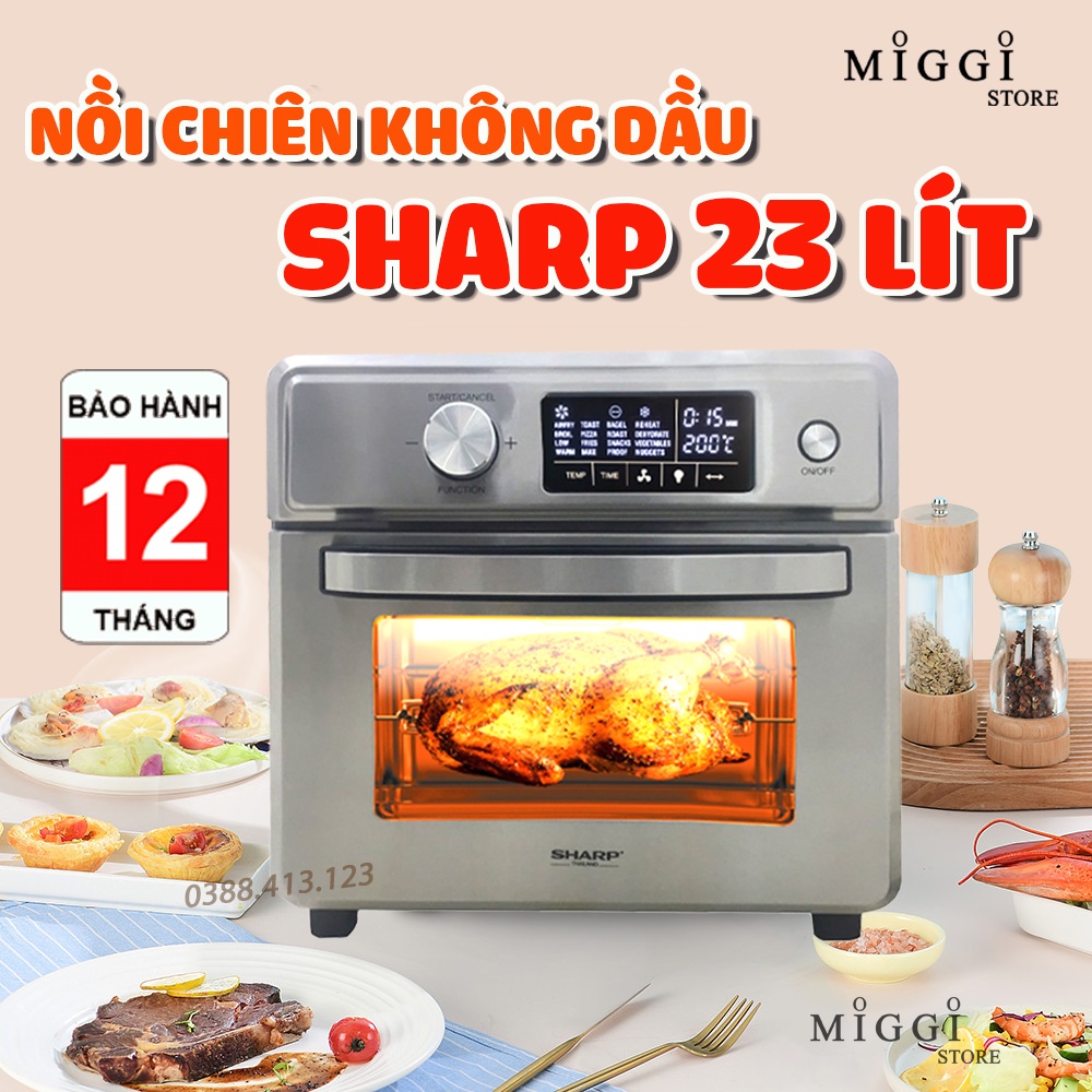 Nồi chiên khong dầu SHARP 23 Lít - Nồi chiên 23L - Lò nướng đối lưu đa năng - Bếp chiên không khí c