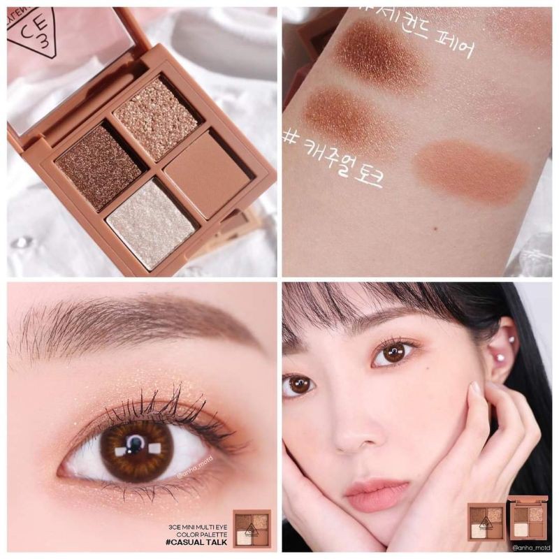 Bảng Phấn Mắt 4 Ô 3CE Mini Multi Eye Color Palette - Casual Talk