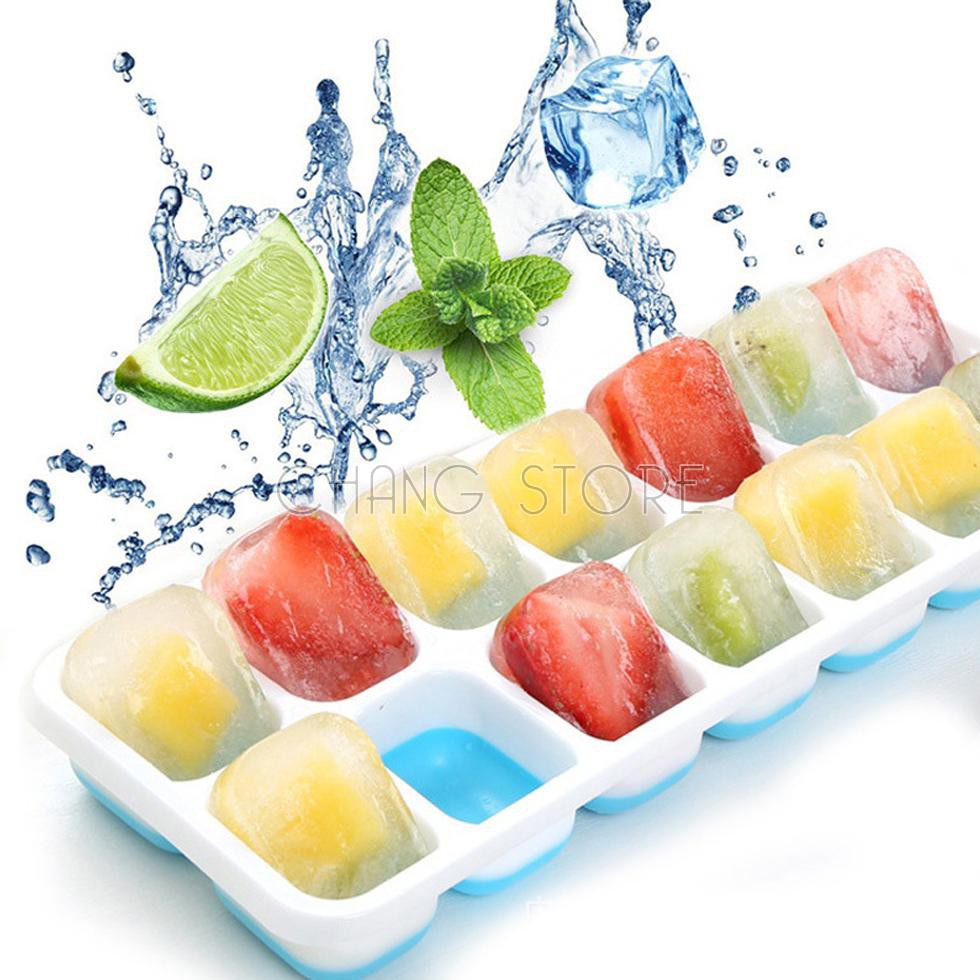 Khay làm đá silicon có nắp tránh bị mùi tủ lạnh | BigBuy360 - bigbuy360.vn