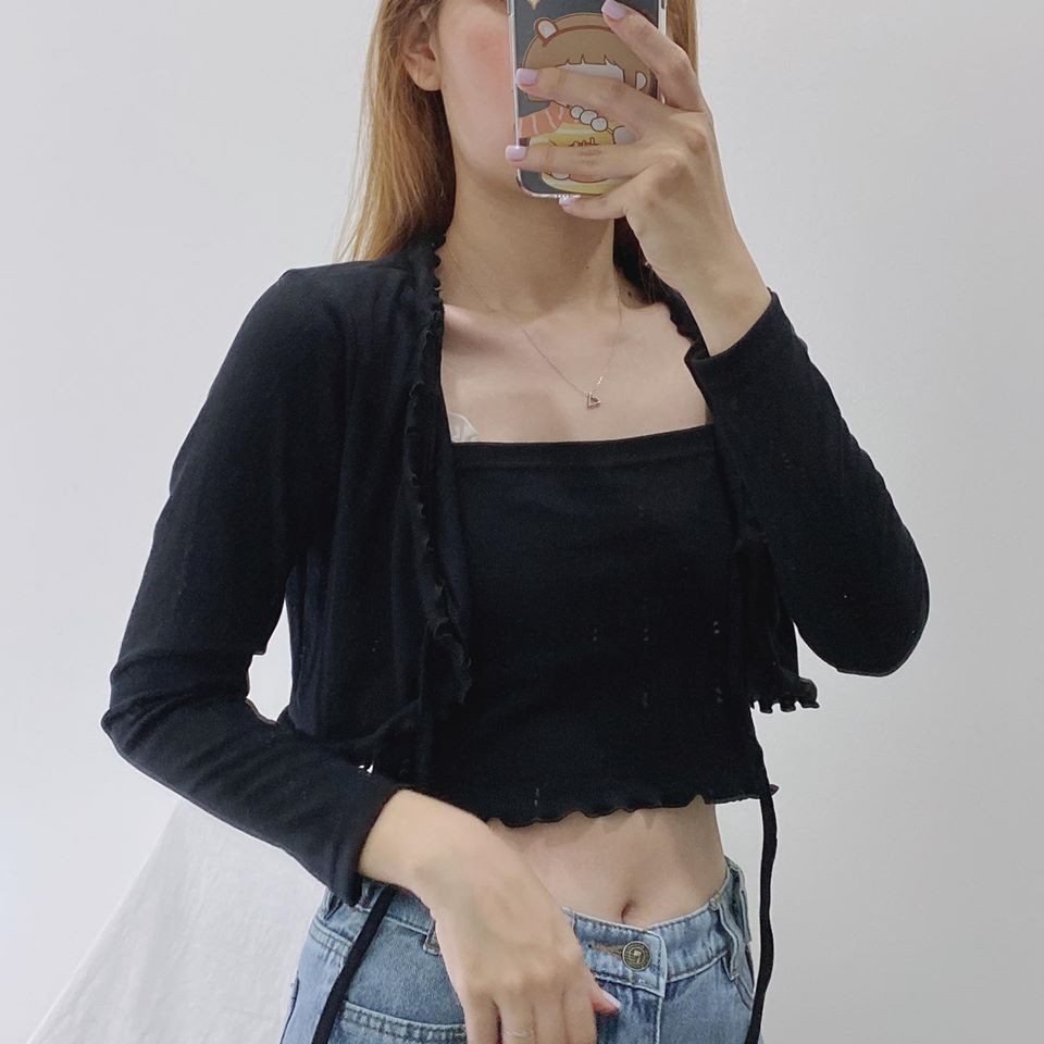 Set Áo Croptop YAYSHOP phong cách Hàn Quốc họa tiết Cuốn Biên cực xinh xắn