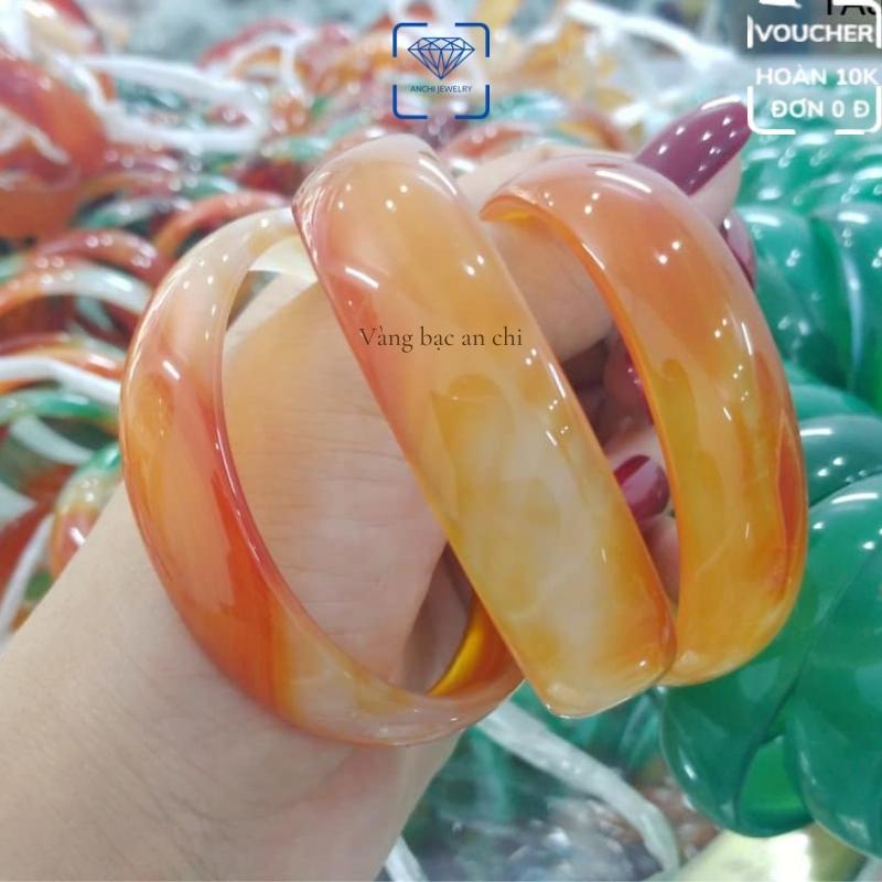 Vòng tay đá mã não liền khối bản dẹt màu xanh, đỏ, đen phong thủy mệnh mộc, thủy, hỏa, thổ. Anchi jewelry