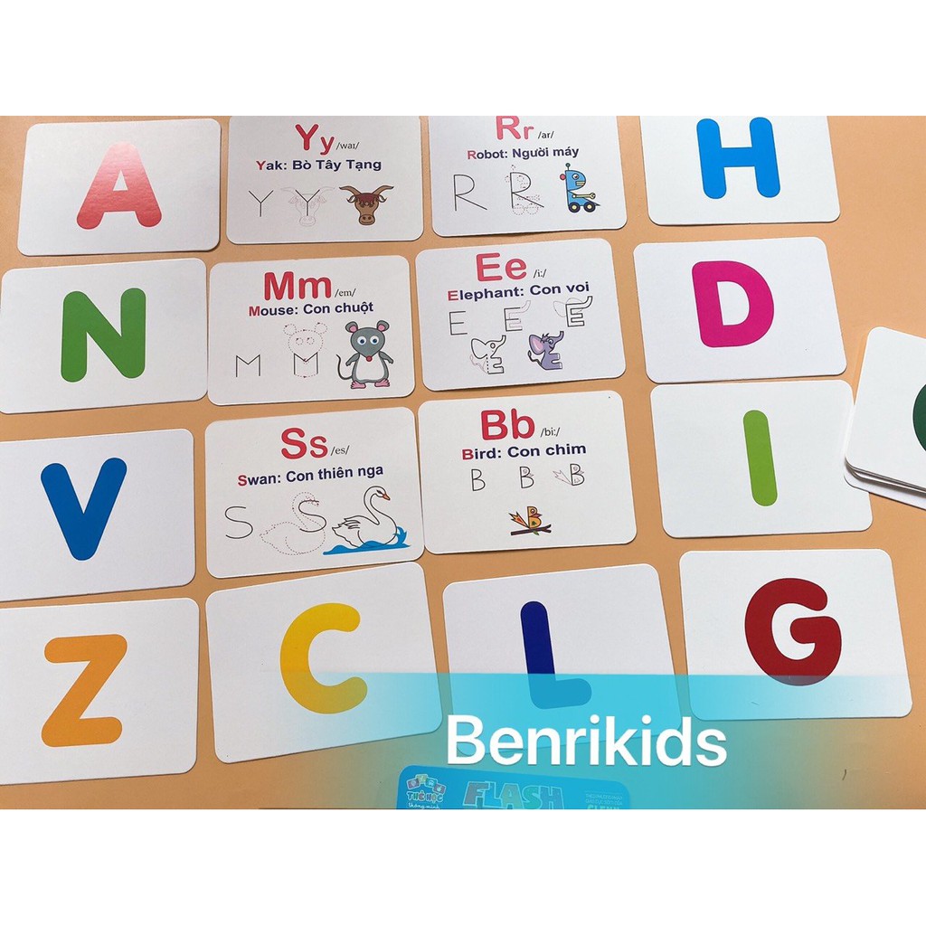 Bộ Thẻ Học FLASHCARDS Song Ngữ Thông Minh Chủ Đề Chữ Cái Tiếng Anh