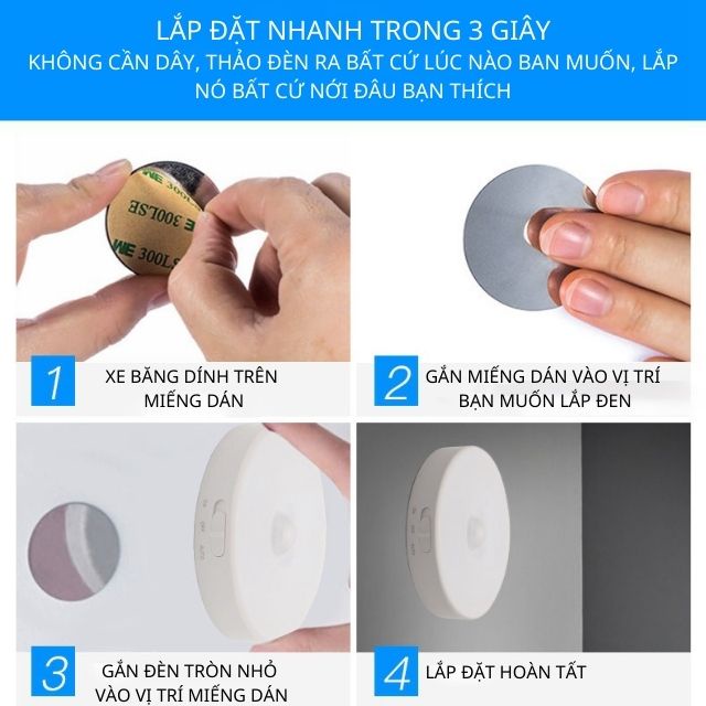 Đèn Thông Minh, Đèn LED Cảm Biến Thông Minh, Sáng Tự Động Khi Có Người Tới, Phù Hợp Cho Tủ Quần Áo Hành Lang Cầu Thang