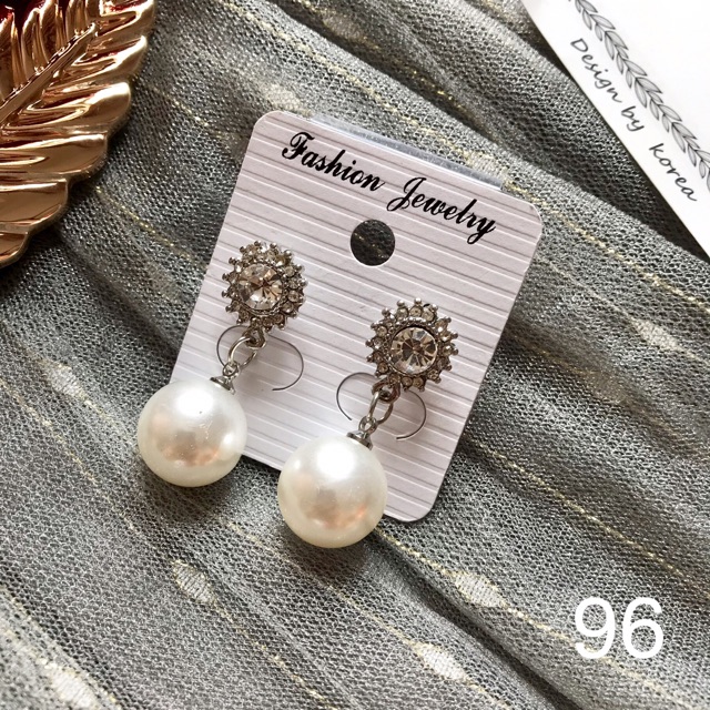 FREESHIP❤️Hoa Tai Đính Đá Và Hạt Châu M96