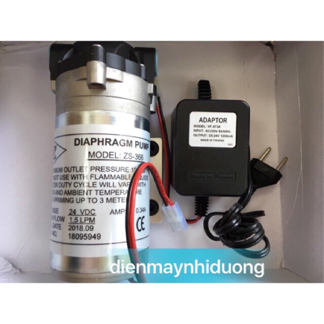 Bơm + adaptor máy lọc nước RO - Bơm tăng áp máy lọc nước RO - Bơm phun sương