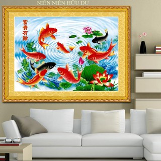 Tranh Đính Đá ABC 3D (CHỮ HOA) Cửu Ngư Quần Hội 1100 (KHÁCH TỰ ĐÍNH) KT:104X70CM