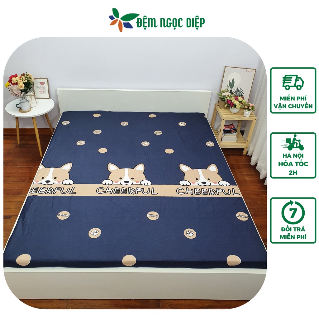 Ga chống thấm cotton trải giường nằm trực tiếp 2 trong 1 nhiều màu (được chọn mẫu)