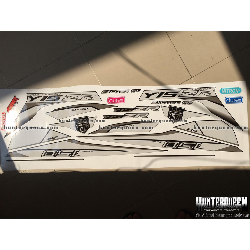 Tem rời xe Exciter 150, dán xe đen. Chất lượng, độ bền cao, Y15ZR