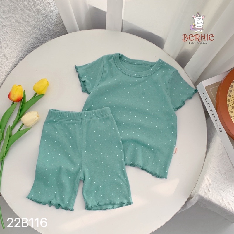 _Bộ cotton bèo chấm bi cho bé gái 7 đến 17kg