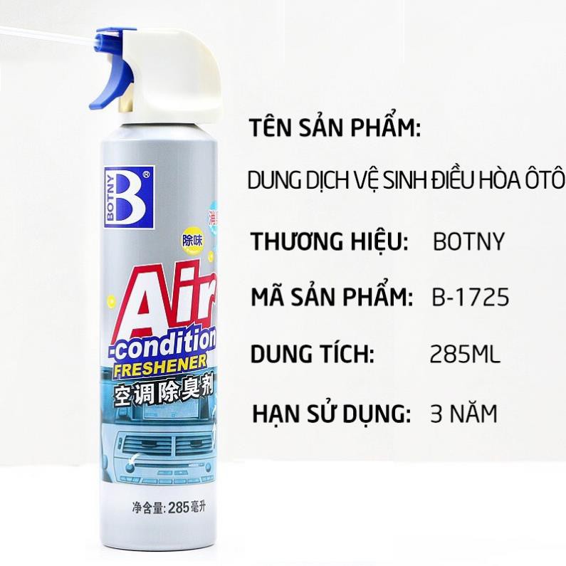 TKC BOTNY Air-condition Freshener 285ml,dung dịch vệ sinh điều hòa khử mùi bộ lọc cửa gió máy lạnh trên xe hơi_B-1725