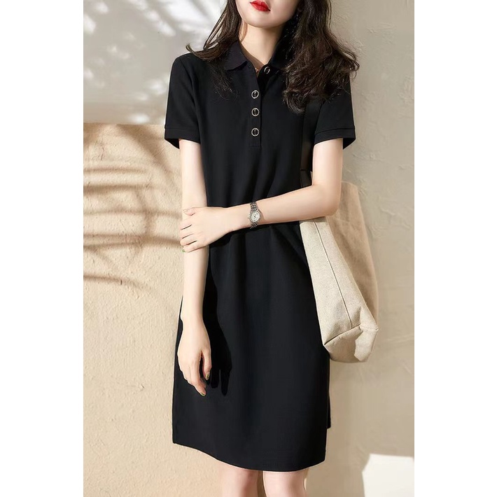 Đầm Thể Thao Tay Ngắn Cổ POLO Phong Cách Thời Trang Hàn Quốc Mới 2022