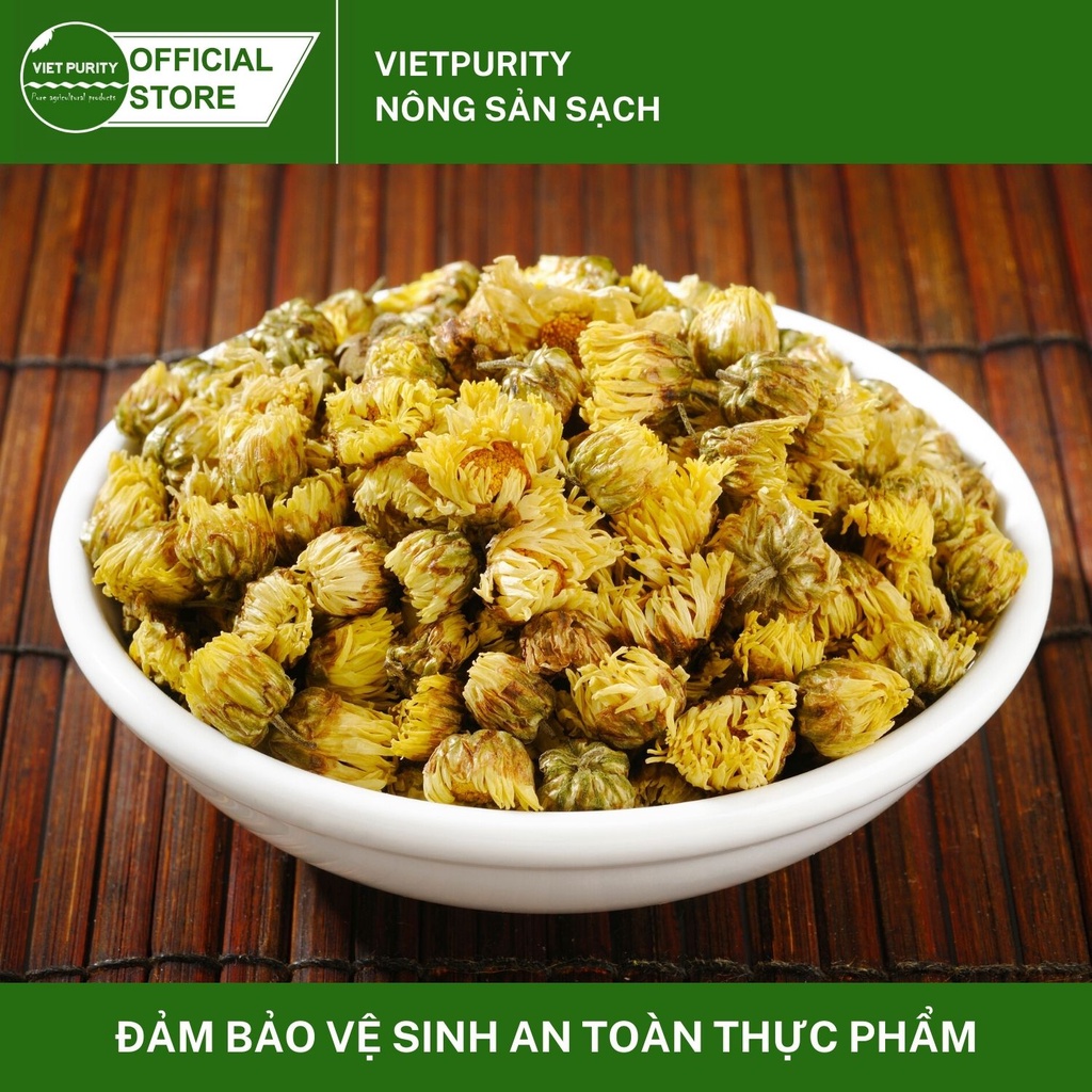 Trà nụ hoa cúc sấy khô 50g ngon sạch Vietpurity, trà hoa thảo mộc organic giúp an thần, tăng cường sức đề kháng