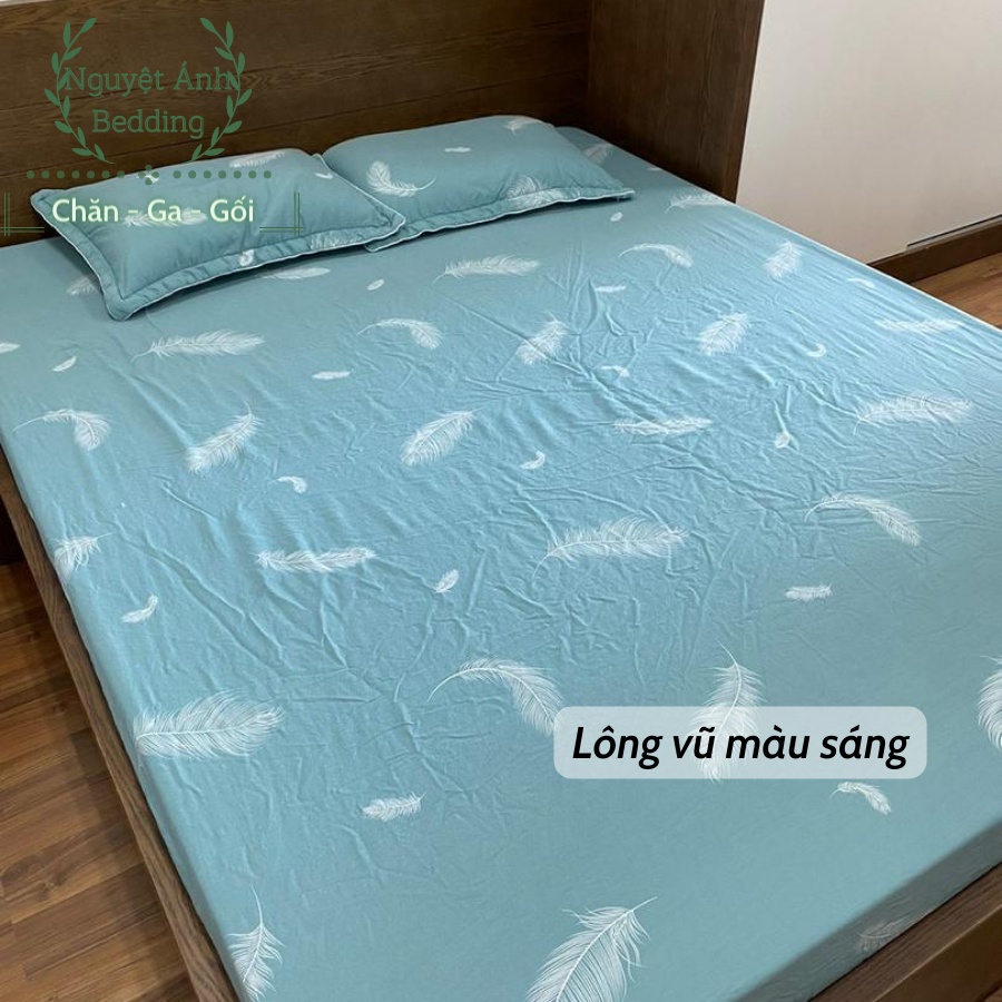 (FLASH SALE)Bộ ga giường 3 món Cao Cấp Cotton loại đẹp nhiều mẫu full size (Drap giường + 2 vỏ gối) - Mẫu Dương sỉ xanh