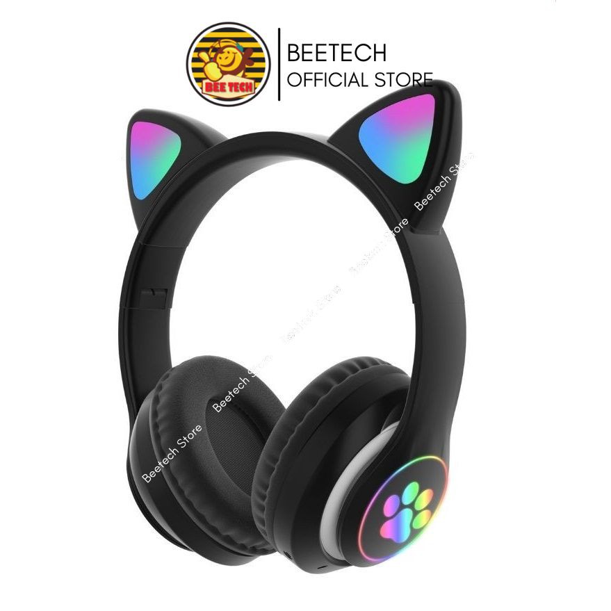 Tai nghe bluetooth hình tai mèo, tai phone chụp tai có led siêu đẹp - Beetech