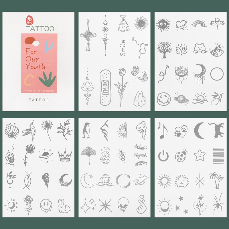 Set 5 Hình Xăm Dán Tạm Thời Chống Nước Họa Tiết Hoạt Hình