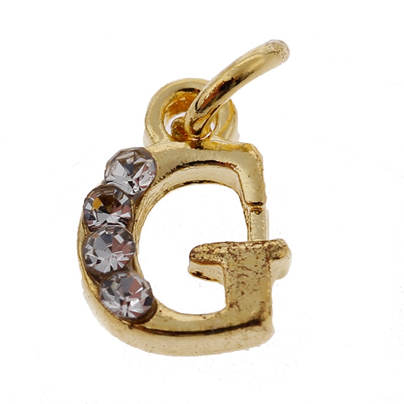 Khuyên Xỏ Trang Trí Móng Tay Bằng Hợp Kim Hình Chữ Cái Alphabet Đính Đá