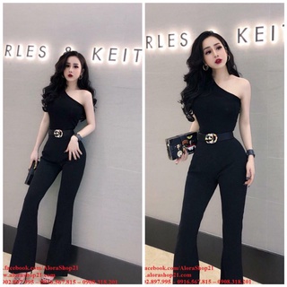 Jum ống loe tay ngắn lệch vai