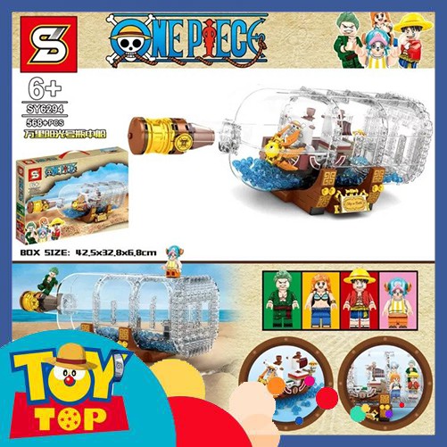 Đồ chơi lắp ghép One Piece SY6294 tàu thuyền Thousand Sunny trong chai 4 Minifigures ( Luffy  Zoro Chopper Nami )