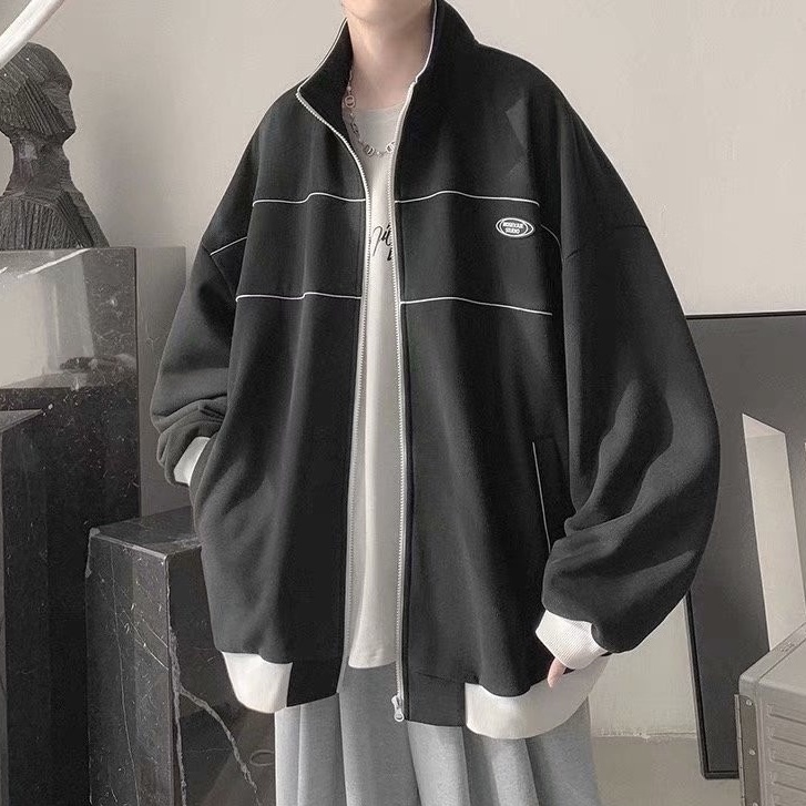 áo khoác nam unisex áo khoác gió 2 lớp áo dài tay áo varsity jacket thời trang retro áo bóng chày trẻ tuổi phong cách Hàn Quốc áo khoác nữ