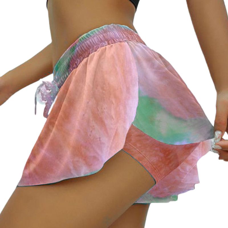 Quần Short Tập Yoga / Chạy Bộ 2 Trong 1 Màu Nhuộm Gradient Có Size Lớn Dành Cho Nữ