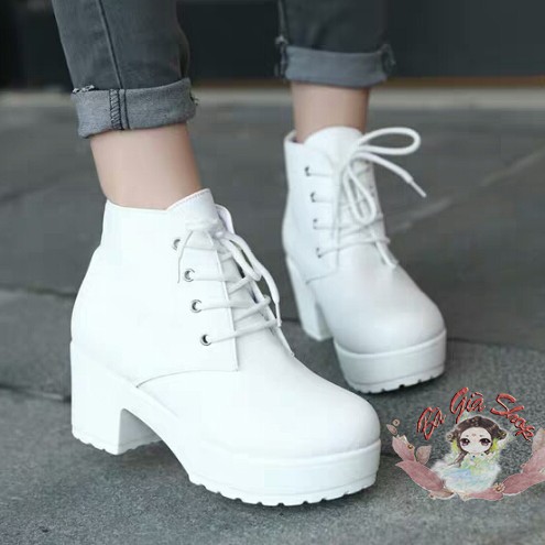 Giày bốt boot thời trang siêu nhẹ 7cm trắng