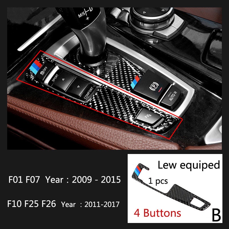 Miếng Dán Trang Trí Hộp Số Xe Hơi bmw f01 f10 f07 f25 f26 5 7 series x3 x4 Bằng Sợi carbon