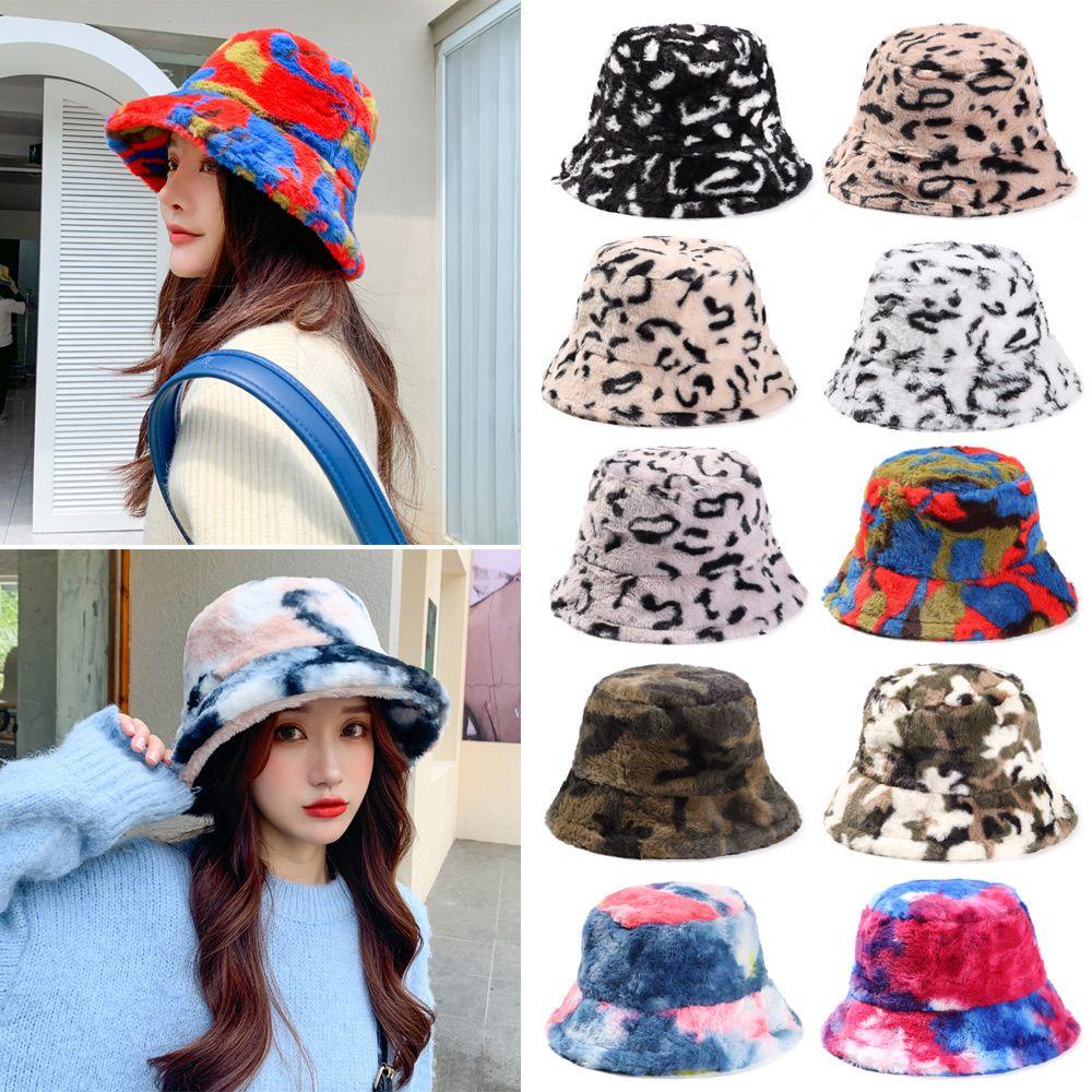 Mũ Vành Tròn Chống Nắng Vải Lông Giả Mềm Mại Thời Trang Mùa Đông Cho Nữ