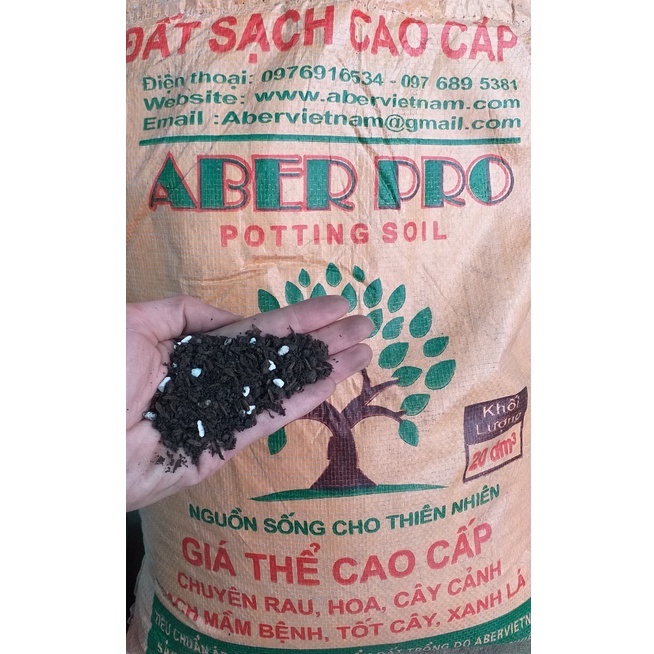 Bao 20dm3 (~10kg) đất sạch hữu cơ ABER PRO trồng rau sạch, hoa cây cảnh trong chậu