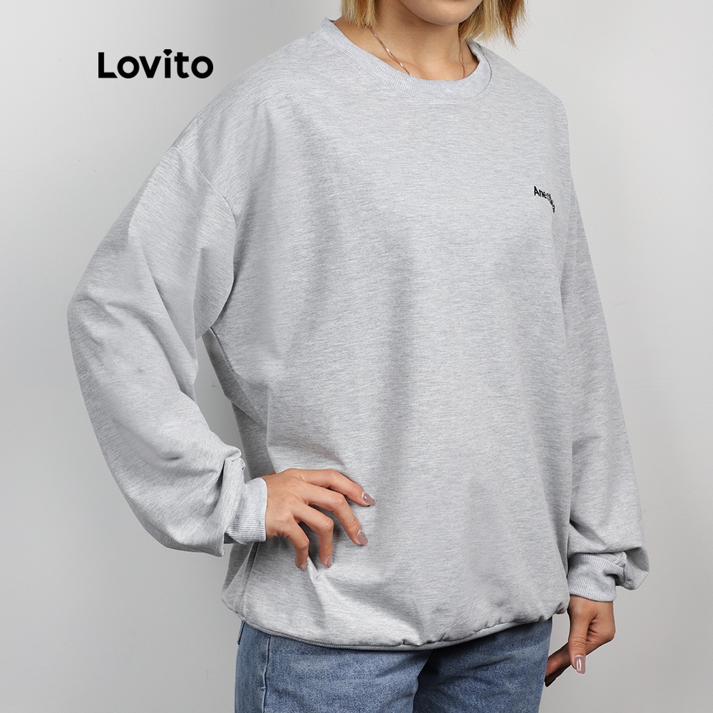 Áo nỉ in chữ Lovito L07995 (xanh dương/xanh lá) | BigBuy360 - bigbuy360.vn