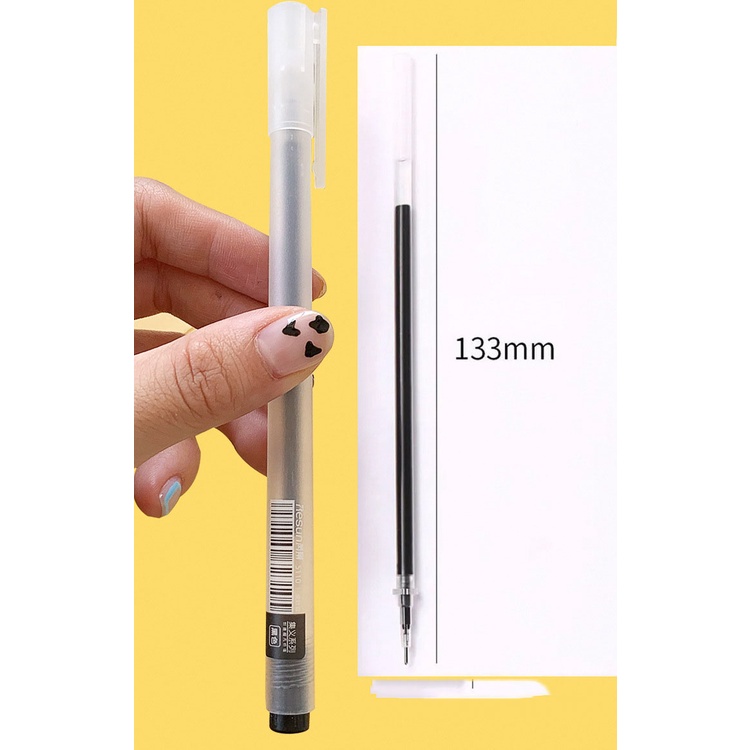 Bút gel/ bút viết vỏ nhựa mờ mực đen khô nhanh ngòi 0,5mm phong cách tối giản