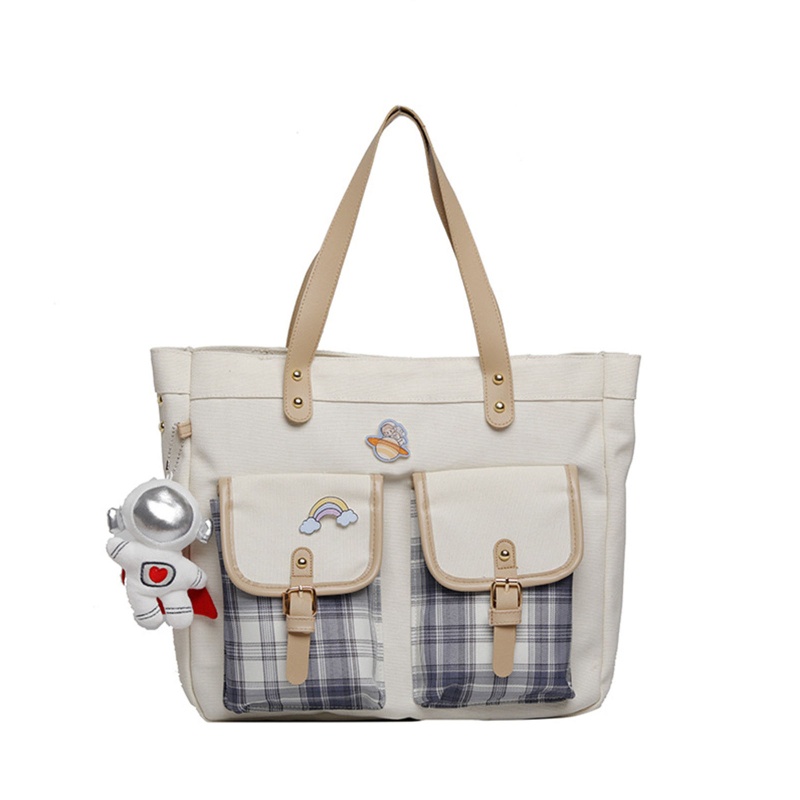 Túi Đeo Chéo Vải Canvas Cỡ Lớn In Họa Tiết Hoạt Hình Dễ Thương