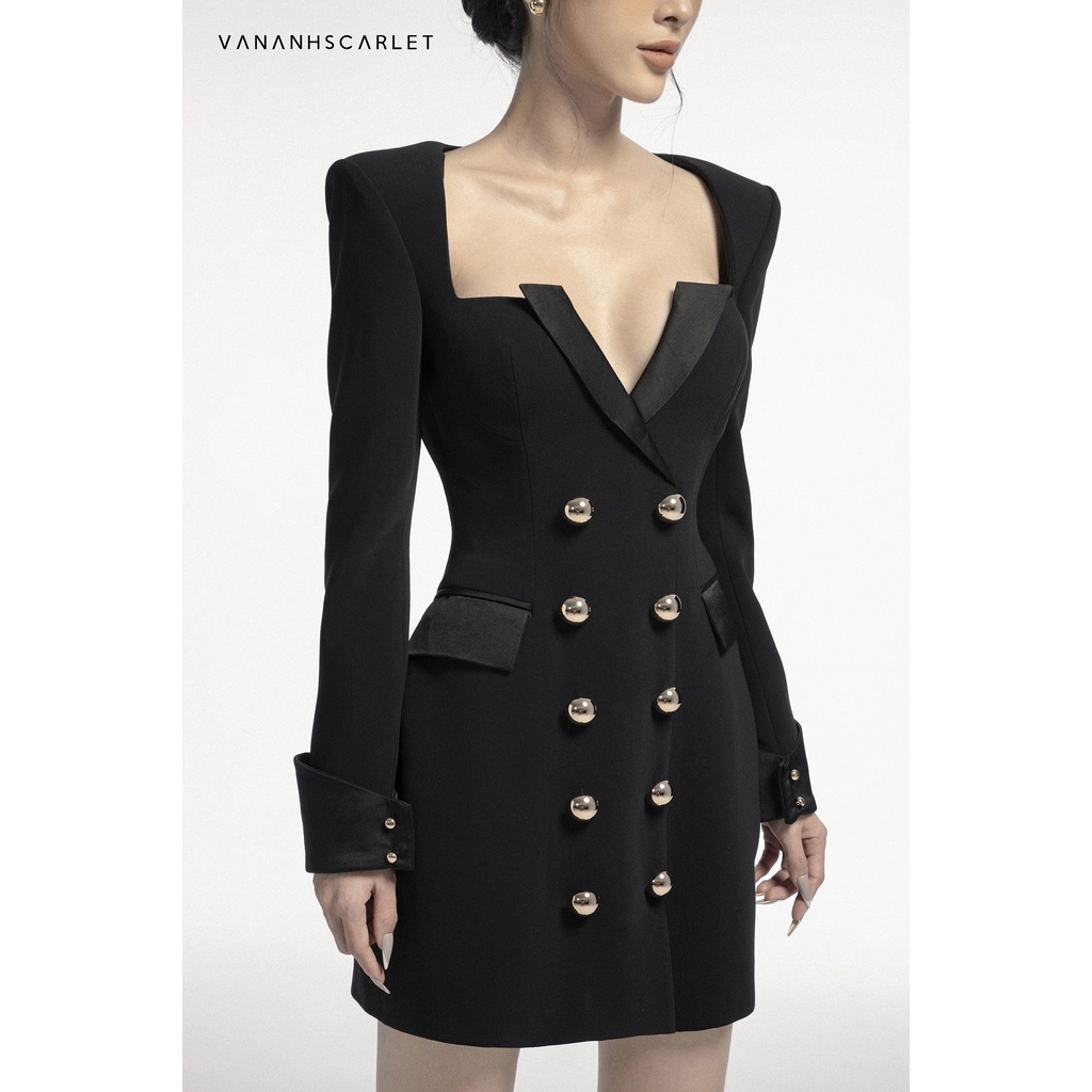 Váy vest nữ VANANHSCARLET Dai tay hai hàng cúc V188S21